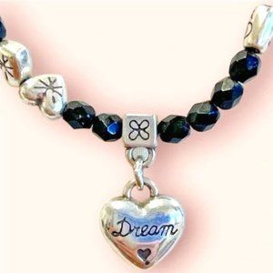 Brighton BLACK starry night DREAM Bracelet beaded bracelet with heart charm